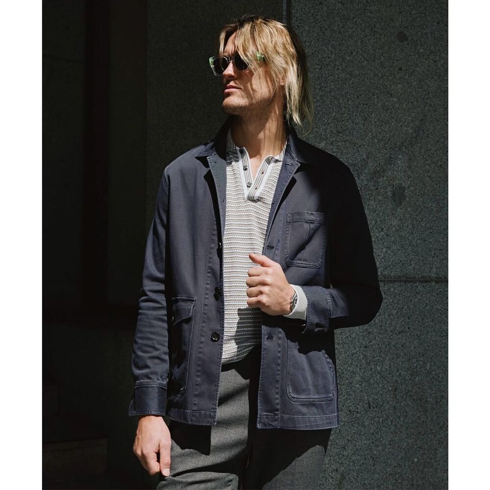 ✨Scalpers Linen Blend Button Down Navy Sz 40 Jacket✨
